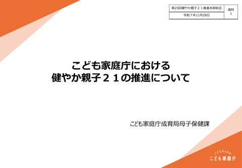 【資料1】こども家庭庁における健やか親子21の推進について