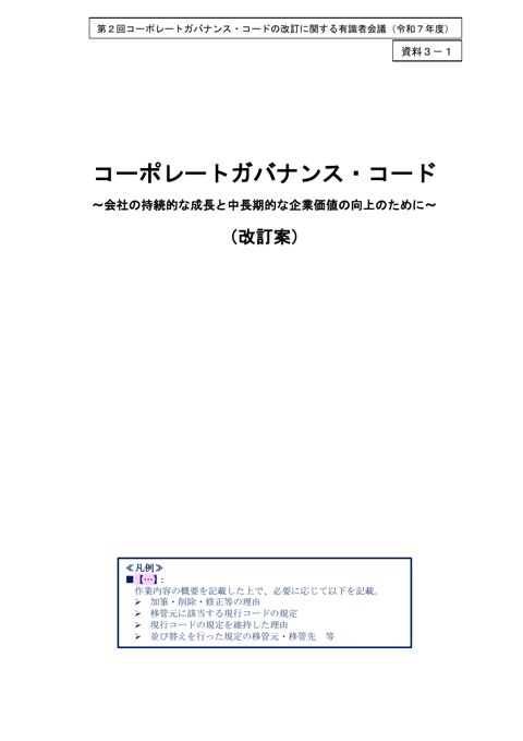 コーポレートガバナンス・コード改訂案（改訂前からの変更点）