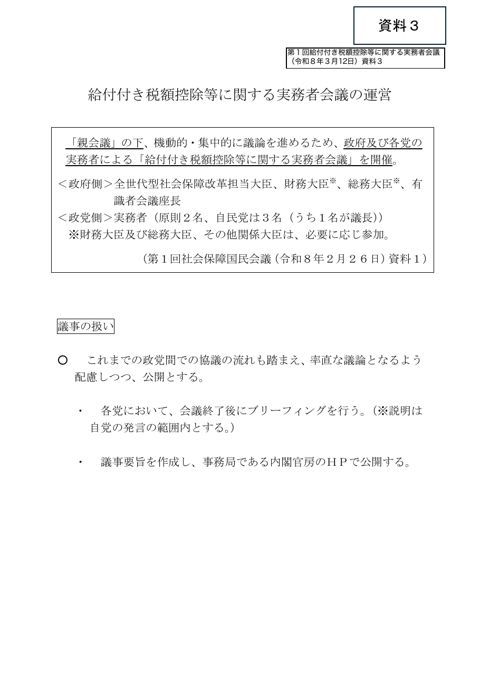 給付付き税額控除等に関する実務者会議の運営