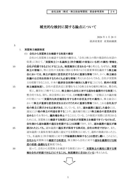 補充的な検討に関する論点について