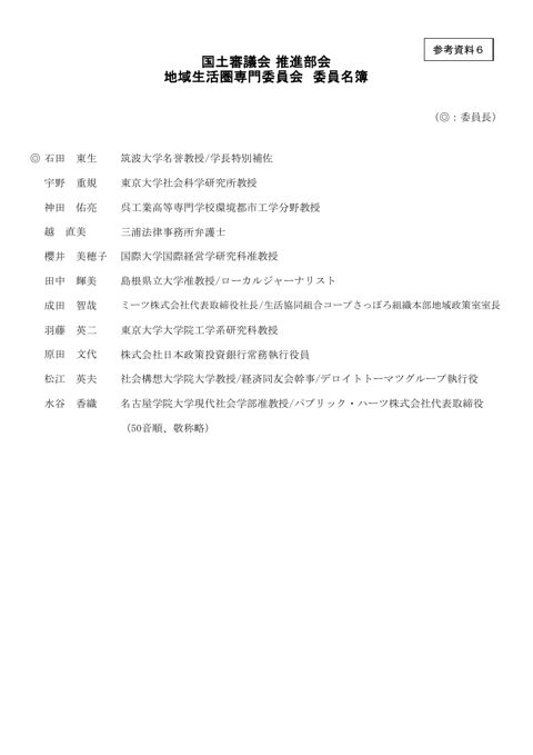 【参考資料６】地域生活圏専門委員会委員名簿