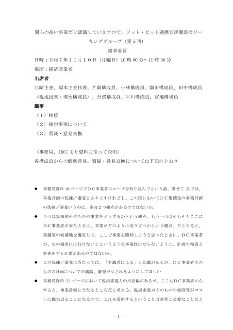 議事概要 の表紙