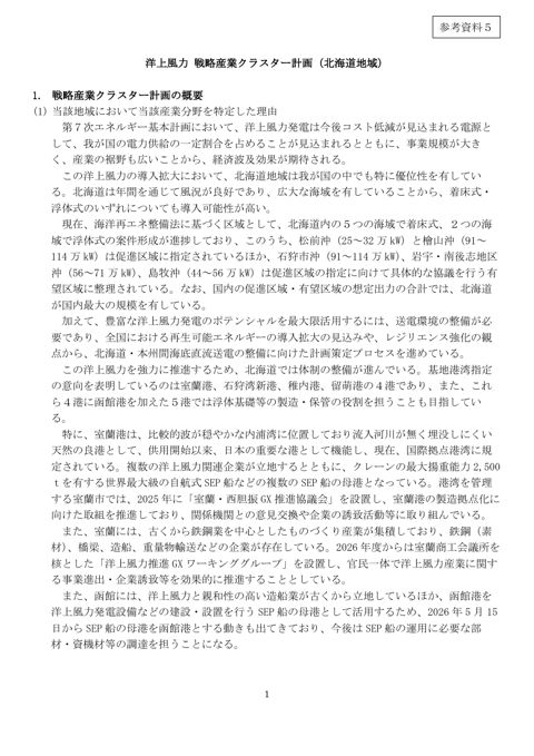 洋上風力 戦略産業クラスター計画(北海道地域)