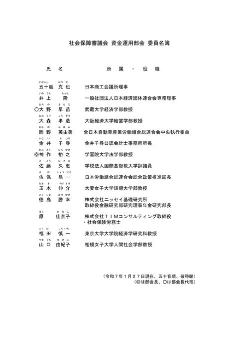 資金運用部会委員名簿［PDF形式：71KB］