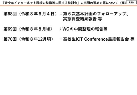 資料5 「青少年インターネット環境の整備等に関する検討会」の当面の進め方について(案)