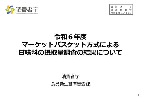 【資料2-1】令和6年度マーケットバスケット方式による甘味料の摂取量調査の結果について