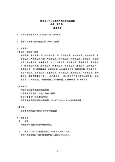 議事要旨 の表紙