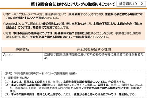 第19回会合におけるヒアリングの取扱いについて