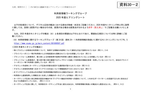 Meta Platforms, Inc. 提出資料（ヒアリングシート）