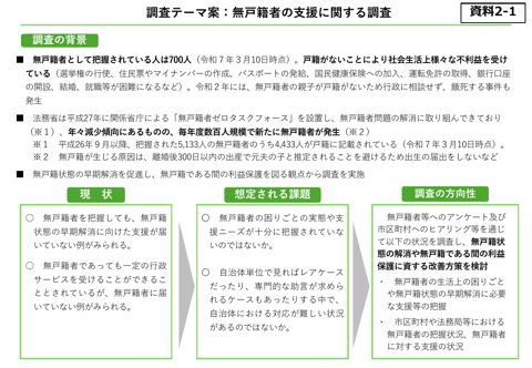 無戸籍者の支援に関する調査