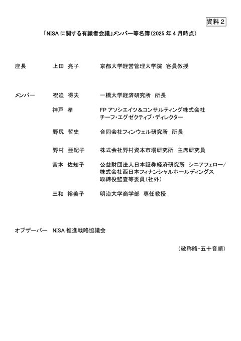 メンバー等名簿 の表紙