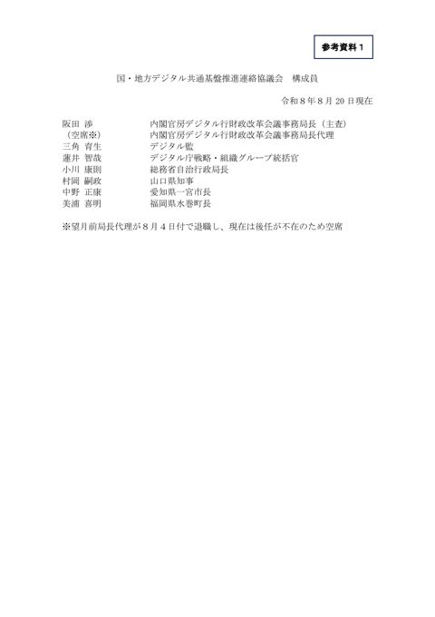国・地方デジタル共通基盤推進連絡協議会構成員