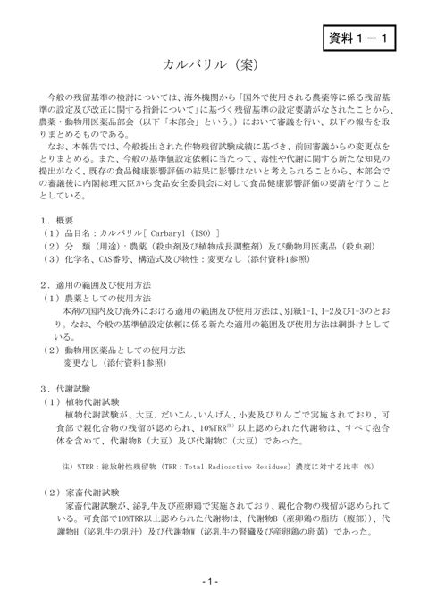 資料1-1 農薬・動物用医薬品部会報告書(案)
