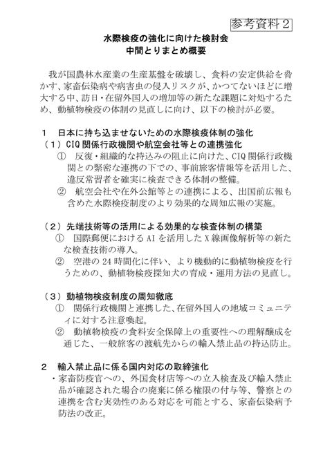 【参考資料2】水際検疫の強化に向けた検討会中間とりまとめ概要