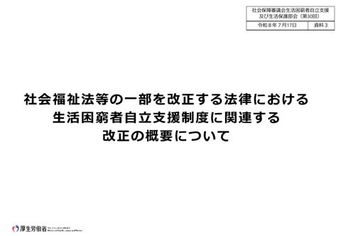 （資料３）社会福祉法等の一部を改正する法律における生活困窮者自立支援制度に関連する改正の概要について［PDF形式：379KB］