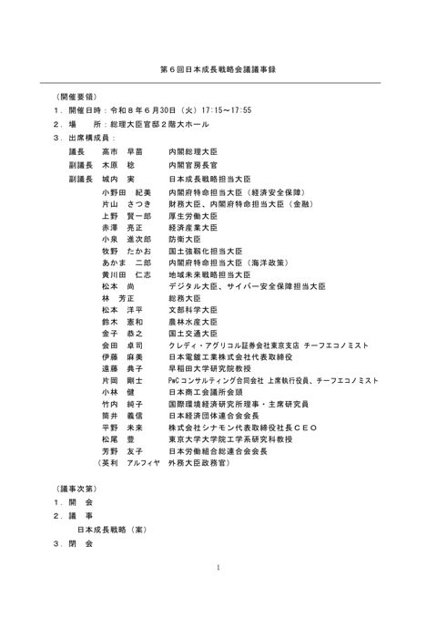 議事録 総理の一日 の表紙