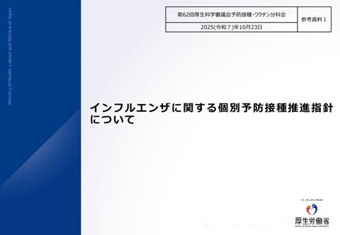 04【参考資料１】 インフルエンザに関する個別予防接種推進指針について［936KB］