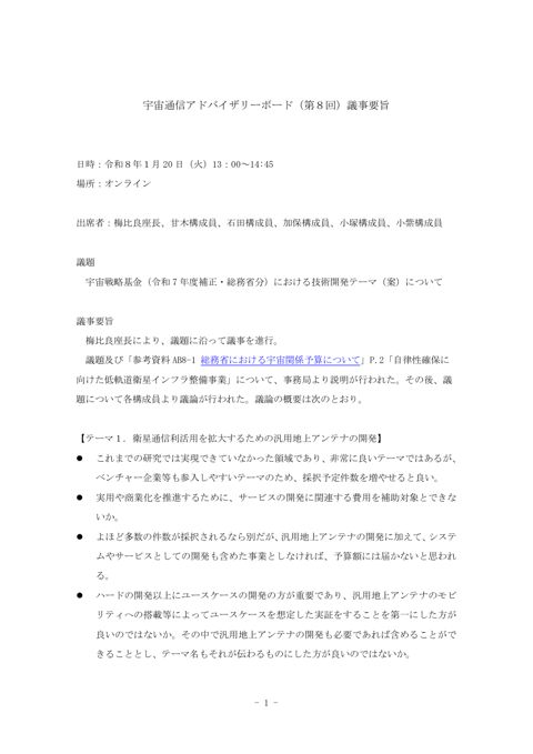 議事要旨 の表紙