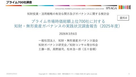 プレゼンテーション資料 (一般社団法人 知財・無形資産ガバナンス協会)