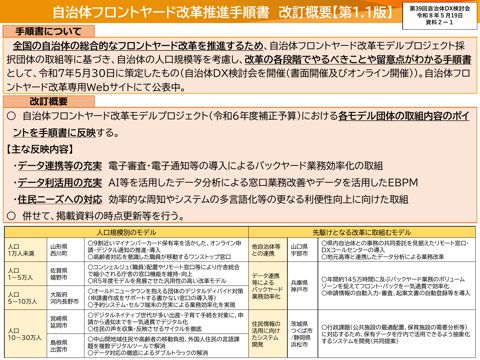 資料2ー1 自治体フロントヤード改革推進手順書（第1.1版）の改訂概要