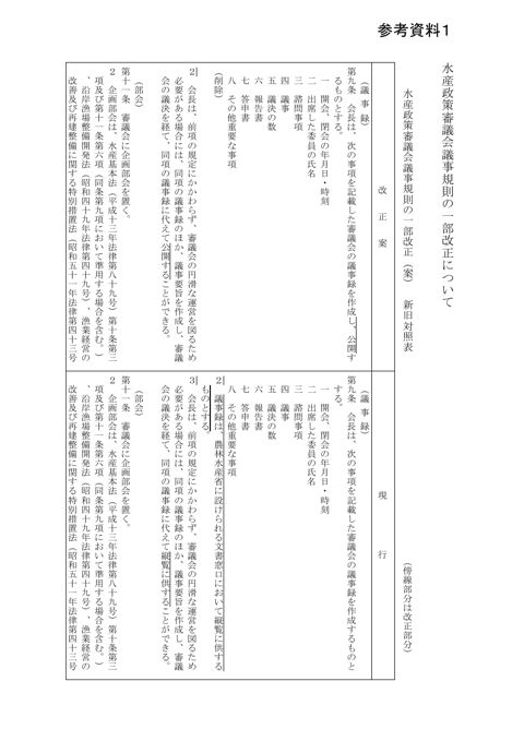水産政策審議会議事規則の一部改正について