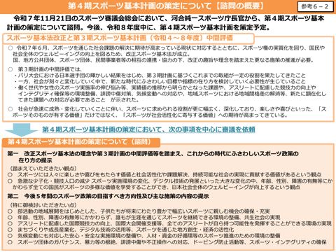 【参考6-2】 第4期スポーツ基本計画の策定について(諮問)(概要)