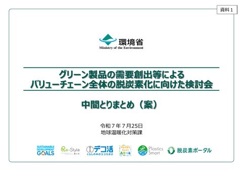 資料１_グリーン製品の需要創出等によるバリューチェーン全体の脱炭素化に向けた検討会 中間とりまとめ（案）