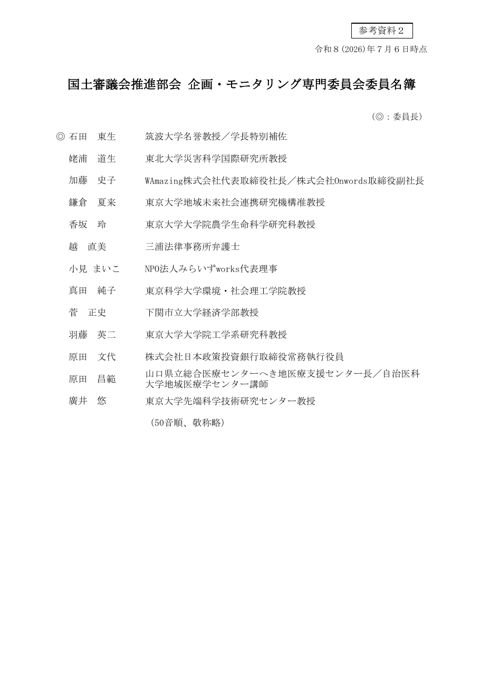 参考資料2 企画・モニタリング専門委員会委員名簿