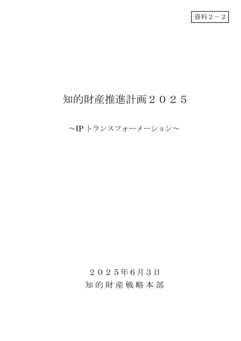 知的財産推進計画２０２５（本文）