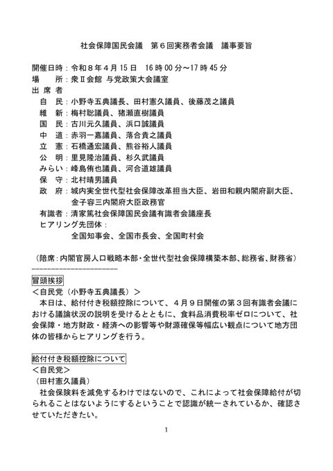 議事要旨 の表紙