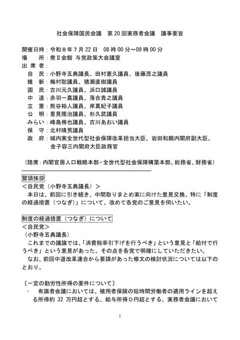議事要旨 の表紙