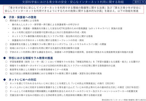 資料1-9 (文科省資料)文部科学省における青少年の安全・安心なインターネット利用に関する取組