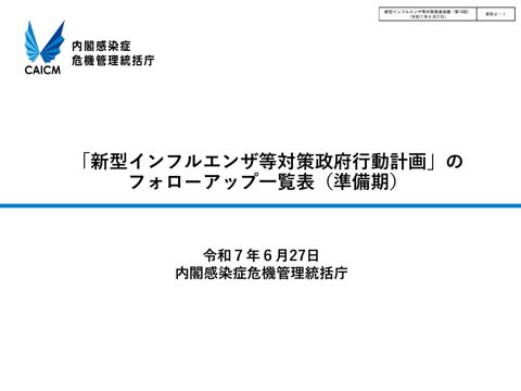資料２－１_「新型インフルエンザ等対策政府行動計画」のフォローアップ一覧表（準備期）