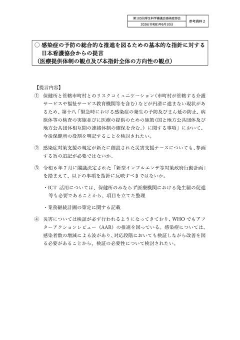 【参考資料２】「基本指針」に対する日本看護協会からの提言［PDF形式：2.9MB］