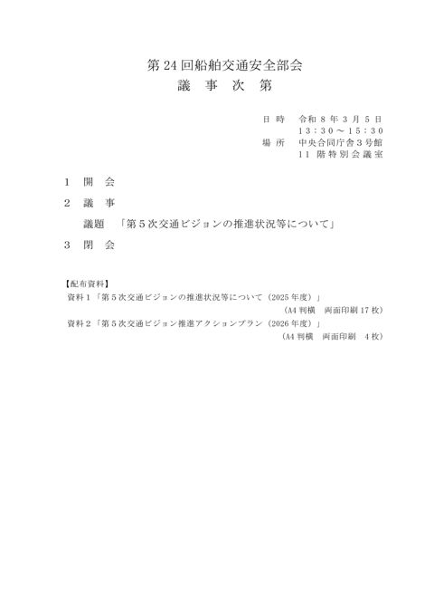 議事次第、委員名簿、配席図