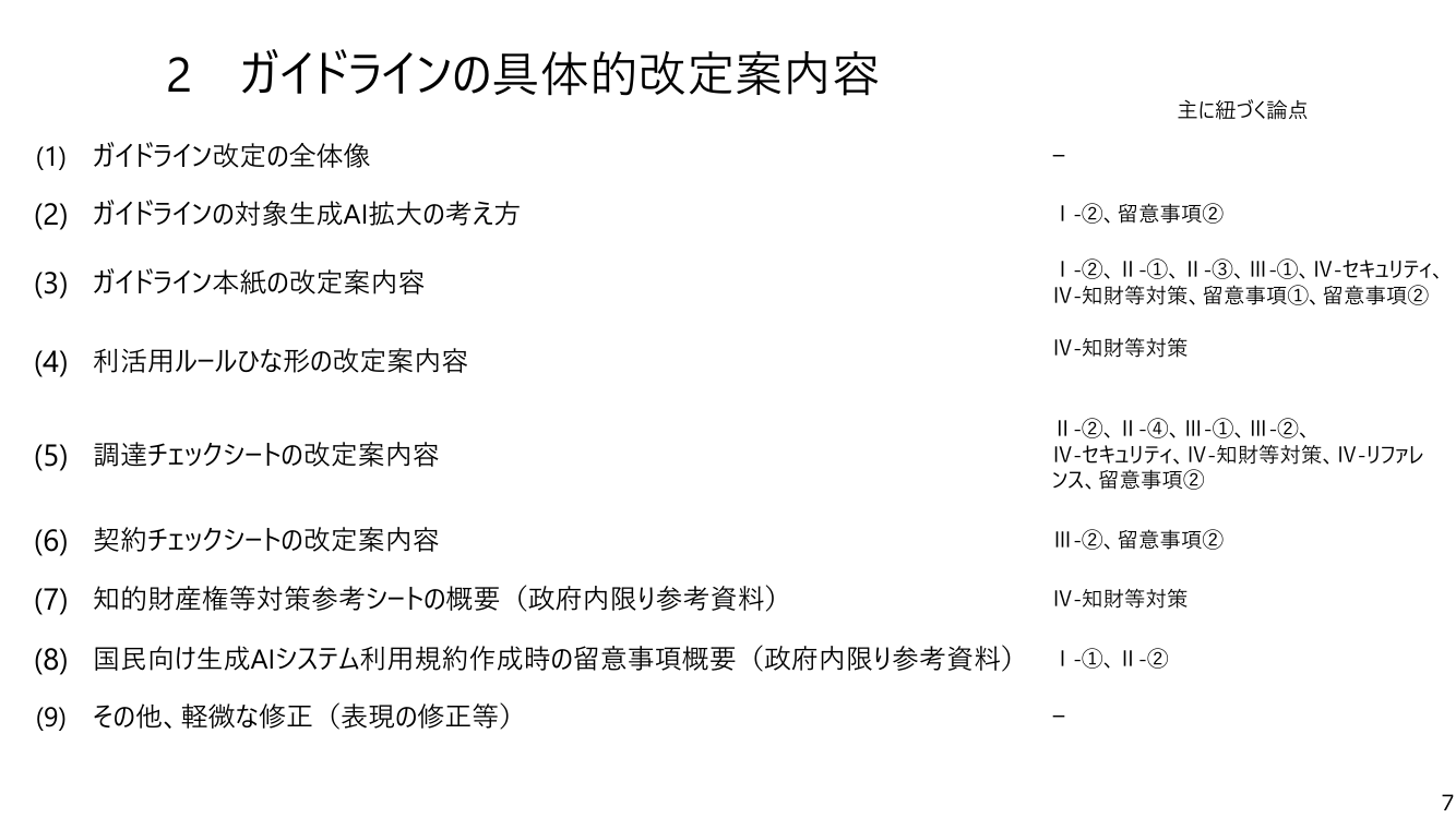 生成AIの調達・利活用に係るガイドライン 該当資料スライド 8枚目