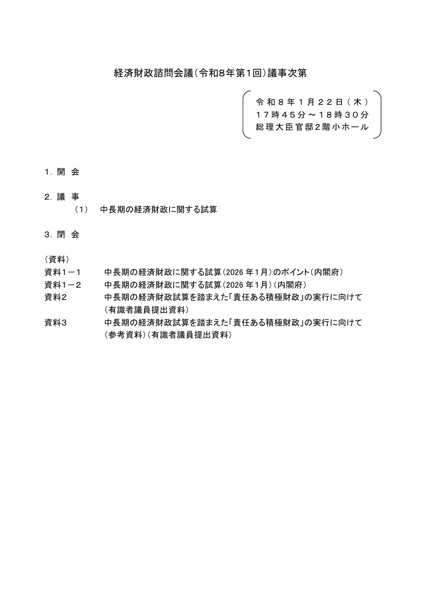 第20260122回 予算編成の抜本見直し 資料スライド 1枚目