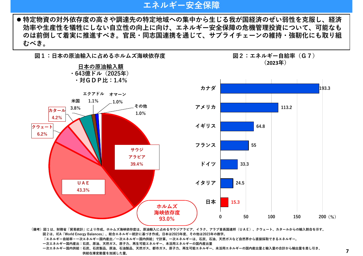 経済安全保障・サプライチェーン強化 該当資料スライド 1枚目