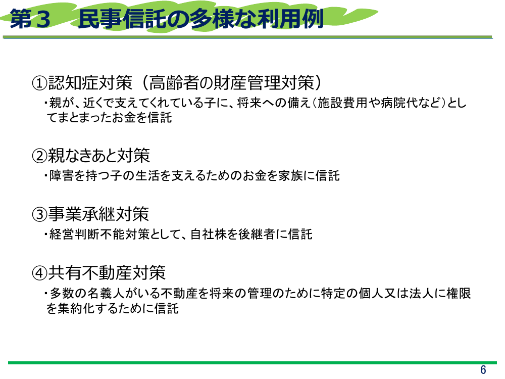 第2回 民事信託・成年後見制度の利用促進 資料スライド 6枚目