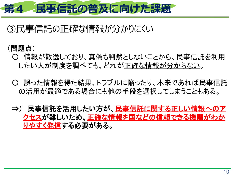 第2回 民事信託・成年後見制度の利用促進 資料スライド 10枚目