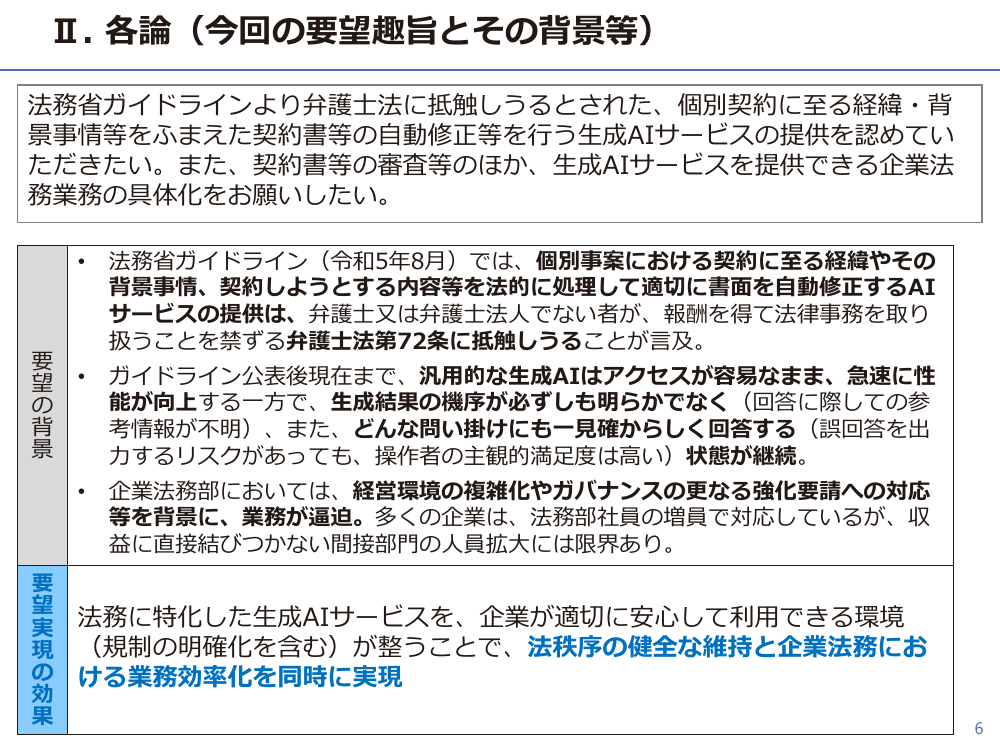 第6回 AIリーガルテックと弁護士法第72条の関係整理・ガイドライン策定 資料スライド 8枚目