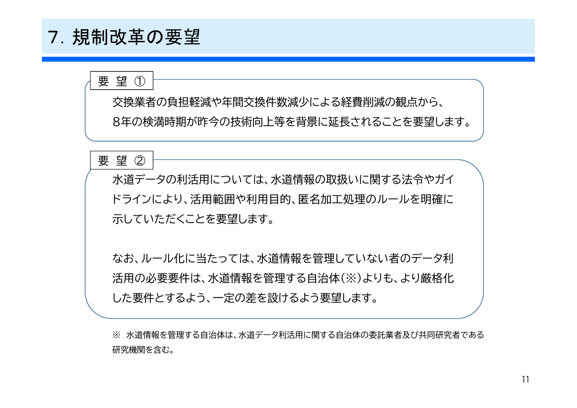 水道データの利活用に関する法令・ガイドラインの策定 該当資料スライド 1枚目