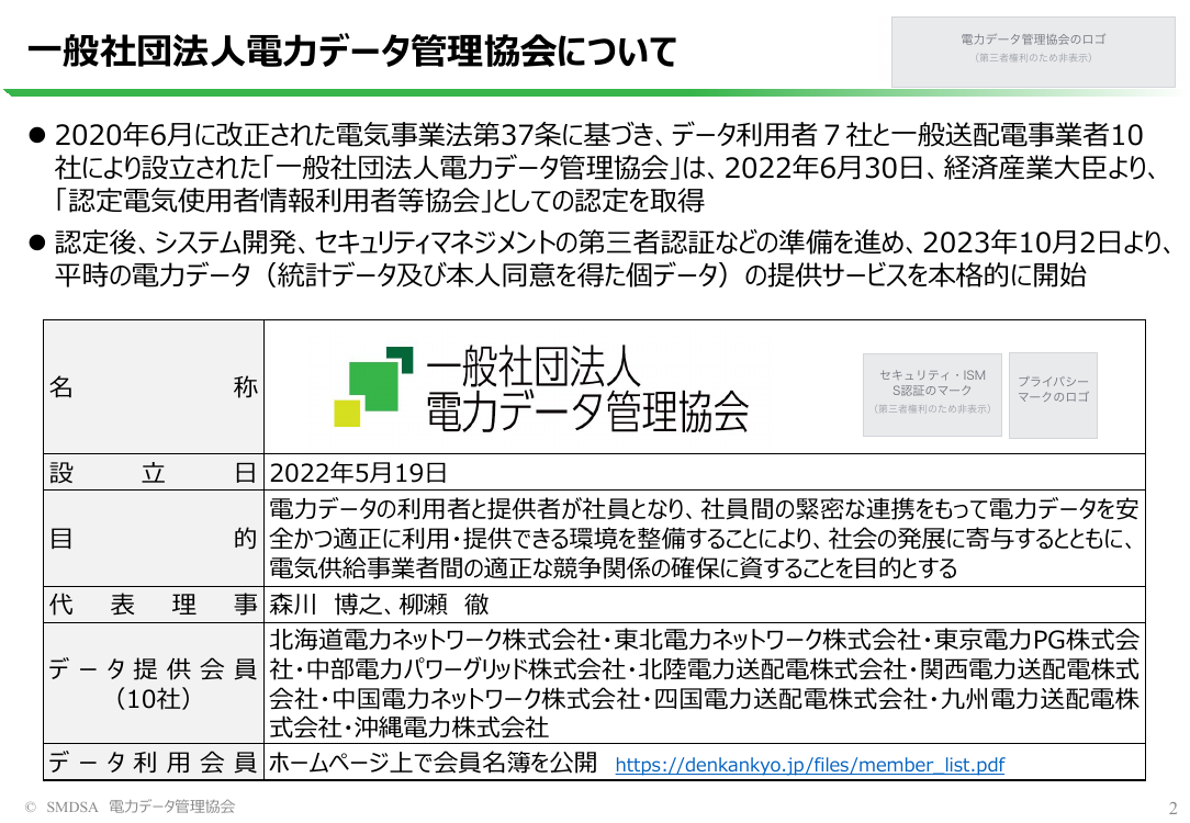 一般社団法人電力データ管理協会について
