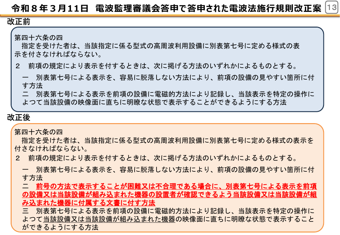 高周波利用設備の型式指定表示制度の改正 資料スライド