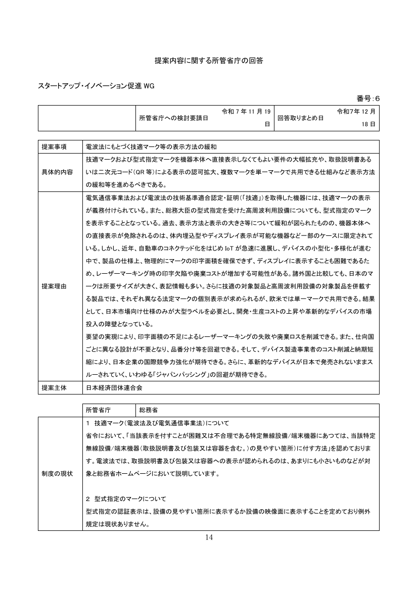 無線設備の認証表示制度の改善 該当資料スライド 1枚目