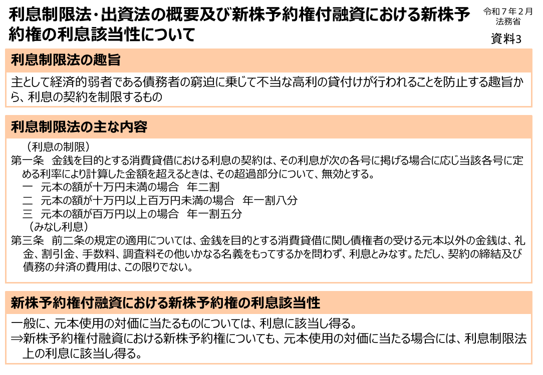 新株予約権付融資の明確化・環境整備 該当資料スライド 9枚目