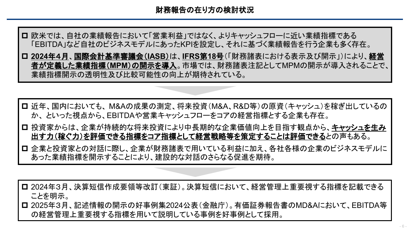 EBITDA等の経営管理上重視する指標の開示促進 資料スライド