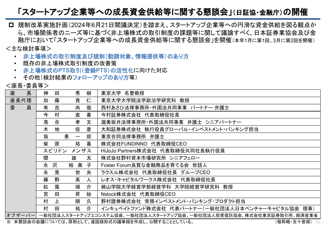 非上場株式のPTS参入要件の緩和 資料スライド
