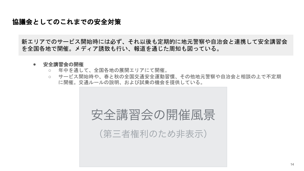 協議会としてのこれまでの安全対策
