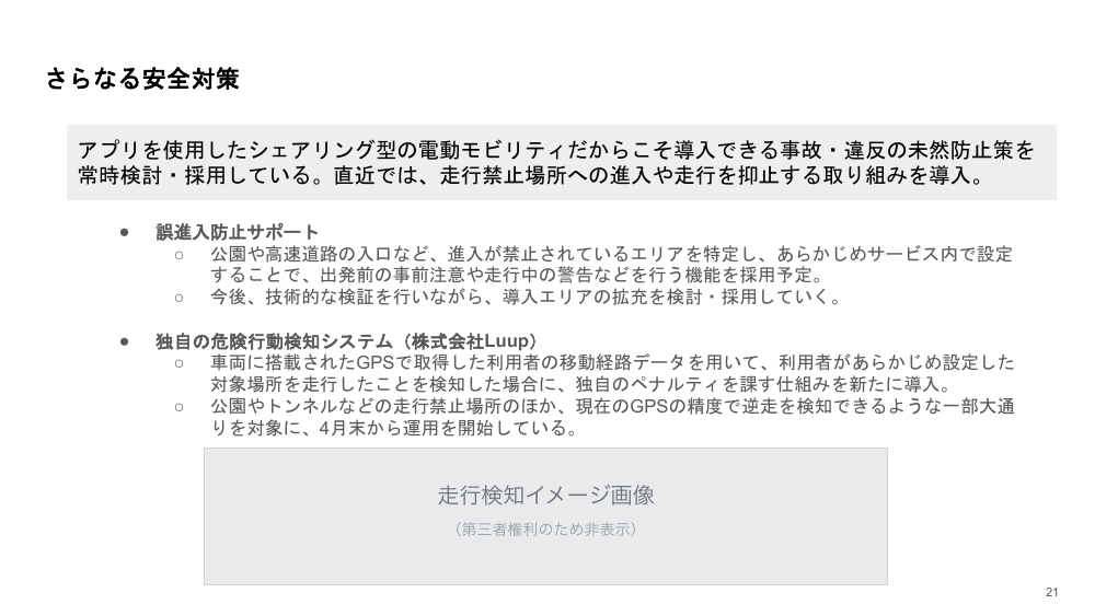 危険行動検知システム（GPS等による違反走行検知） 該当資料スライド 1枚目